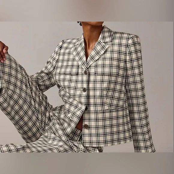 New Collection blazer-jacket in plaid Italian city wool blend